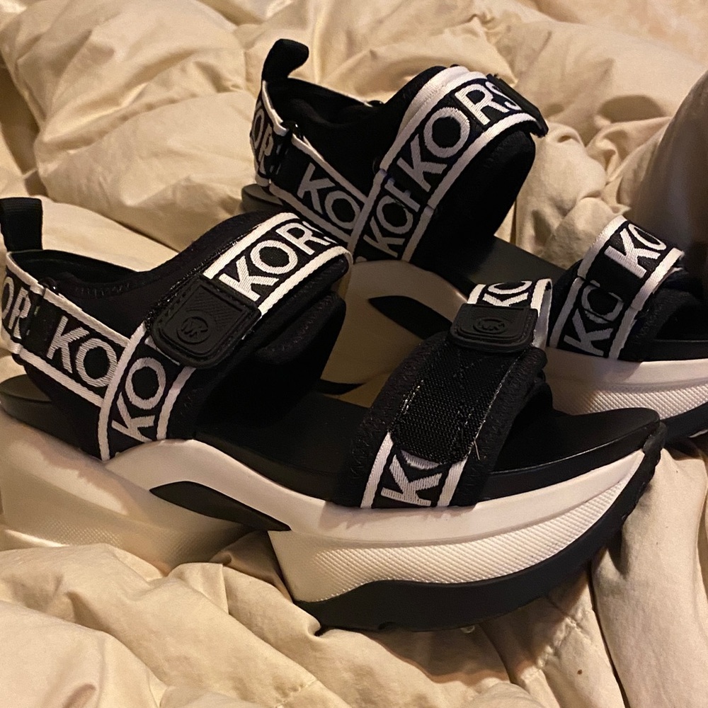 Michael Kors Black and White Platform Sandals